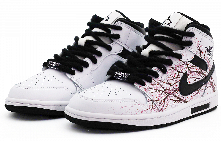 Jordan Air Jordan 1 Slip-Resistant Breathable Moisture-Wicking High-Top Vintage Basketball Shoes Men's White Black Pink купить в интернет-магазине Yoocart с быстрой доставкой по России.