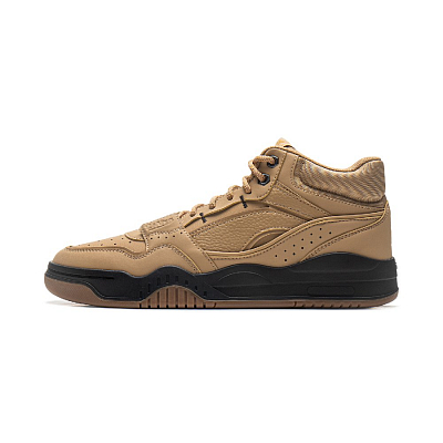 LiNing Yuebai Anti-Slip Wear-Resistant Breathable Height Increasing Mid-Top Skateboard Shoes Men's Tawny