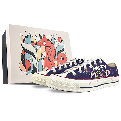 Converse 1970s Anti-Slip Wear-Resistant Low-Top Canvas Shoes Unisex Purple White