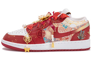 Jordan Air Jordan 1 Low top Vintage Basketball Shoes Women's White Gold Red 1 2821294