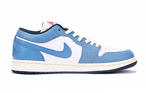 Jordan Air Jordan 1 Anti-Slip Wear-Resistant Low-Top Vintage Basketball Shoes Men's White Blue 1 2822345