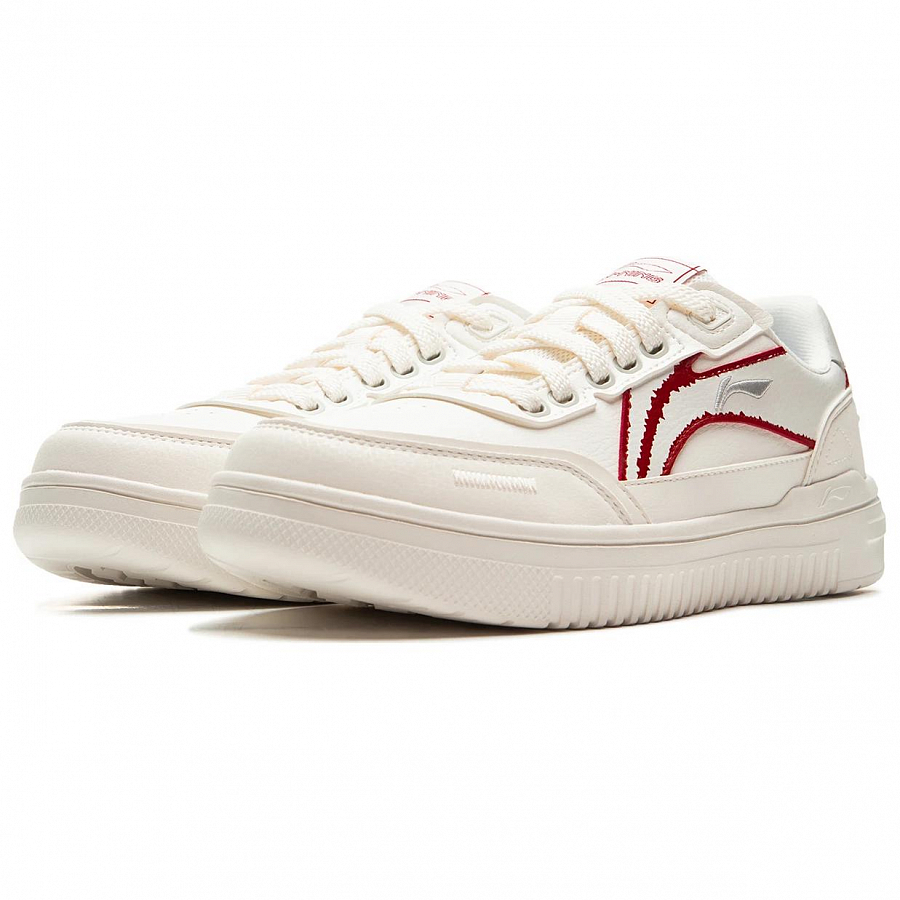 LiNing Slip-Resistant Cushioning Wear-Resistant Lightweight Breathable Low-Top Skateboard Shoes Men's Mist White