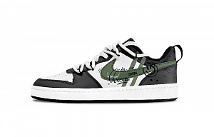 Nike Court Borough Low Smiley Face Non slip Lightweight Low Top Skateboard Shoes GS Black White