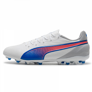 PUMA KING MATCH MG Multi Ground Artificial Ground Soccer Shoes Men's White Blue