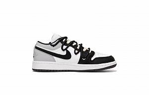 Jordan Air Jordan 1 Puppy Fragment Low-Top Vintage Basketball Shoes Men's Black White Gray 1 2824295