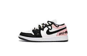 Jordan Air Jordan 1 Low Top Vintage Basketball Shoes Men's Black White Pink 1 2824310