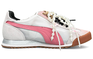 PUMA Roma Anti-Slip And Wear-Resistant Breathable Low-Top Casual Shoes Unisex Gray Pink Silver 1 2824490
