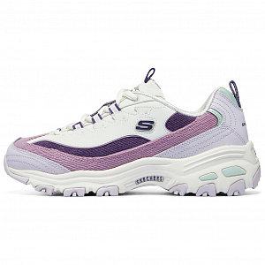 Skechers D'LITES 1.0 Low Top Chunky Sneakers Women's White Purple 1 2825724