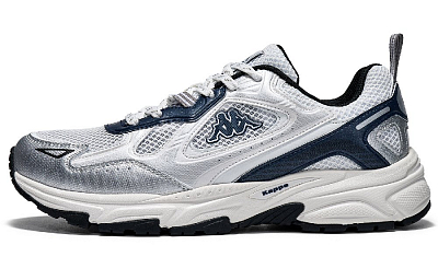 Kappa Anti-Slip Wear-Resistant Low-Top Chunky Sneakers Unisex Blue And White Silver