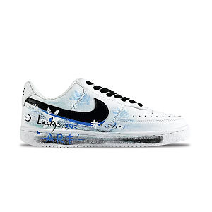 Nike Court Vision 1 Aqua Daisy Lucky Color Anti Slip Wear Resistant Low Top Skateboard Shoes Men's White Blue 1 2827104