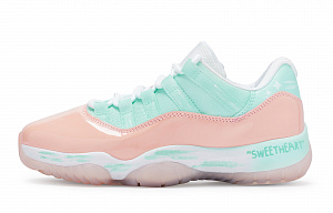 Jordan Air Jordan 11 Anti-Slip And Wear-Resistant Water-Resistant Low-Top Vintage Basketball Shoes Women's Pink Cyan 1 2827125