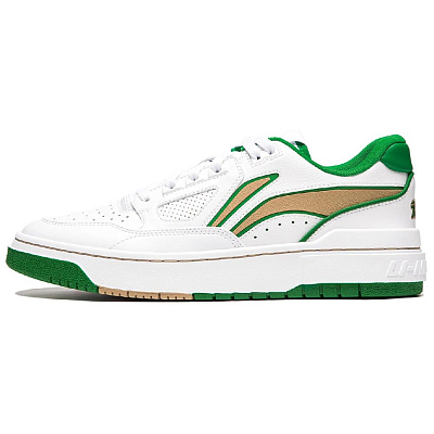 LiNing Anti-Slip Wear-Resistant Low-Top Skateboard Shoes Unisex Standard White Field Green
