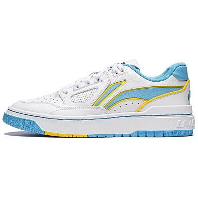 LiNing Anti-Slip Wear-Resistant Low-Top Skateboard Shoes Unisex White Blue