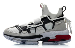 LiNing CF Non-slip Lightweight Mid-Top Casual Shoes Unisex Gray White