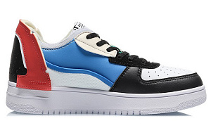 LiNing CF De Sequencing Anti Slip Wear Resistant Low Top Skateboard Shoes Women's Black White Blue 1 2831939