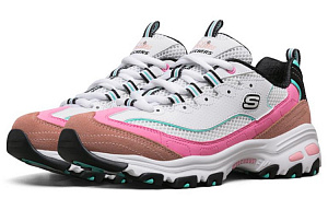 Skechers D'LITES 1.0 Candy Bear, Peach Filled Candy Low Top Chunky Sneakers Women's White Pink 2 2832056