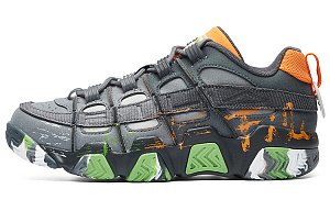 FILA FUSION BUSTER Puffy Shoes Cushioning Abrasion Resistant Breathable Low top Vintage Basketball Shoes Black