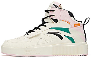 Anta Life Collection Abrasion Resistant Breathable High Top Skateboard Shoes Women's White Black