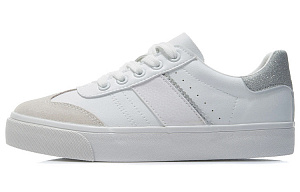 LiNing Breathable Low-Top Skateboard Shoes Women's White Silver