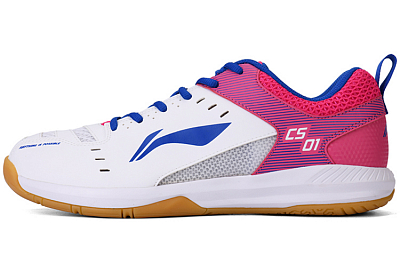LiNing Feather Cushioned Wear Resistant Breathable Lightweight Low Top Badminton Shoes Unisex White Pink