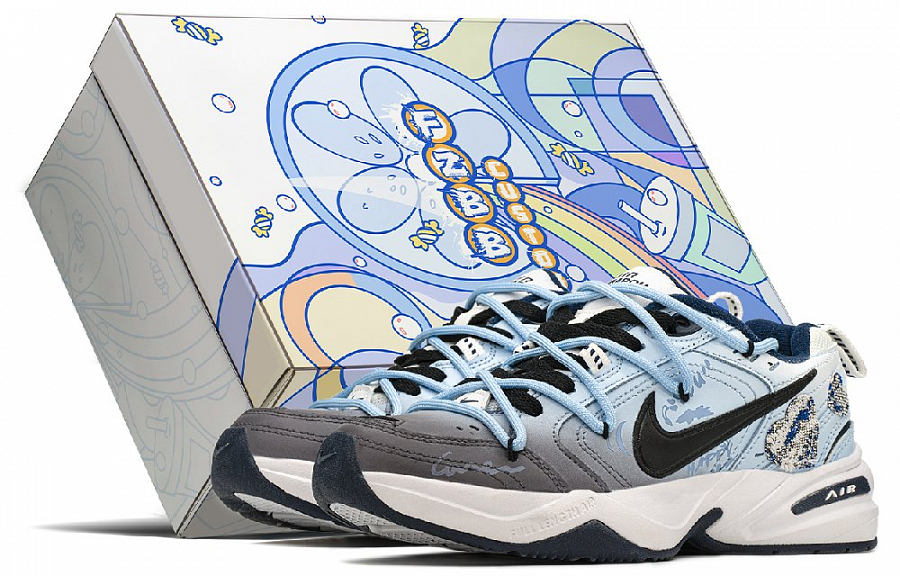 Nike Air Monarch 4 Low Top Chunky Sneakers Unisex Blue Black