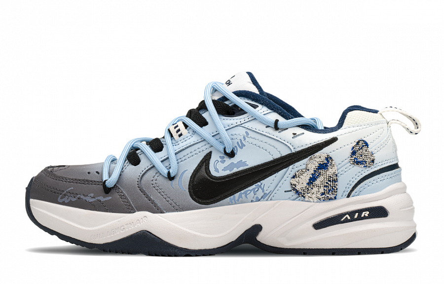 Nike Air Monarch 4 Low Top Chunky Sneakers Unisex Blue Black