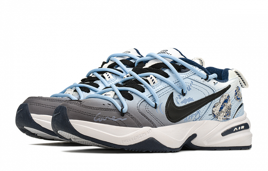 Nike Air Monarch 4 Low Top Chunky Sneakers Unisex Blue Black