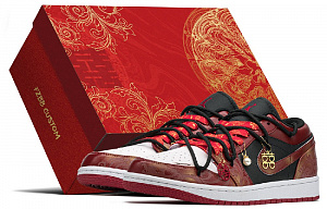 Jordan Air Jordan 1 Low Top Vintage Basketball Shoes Men's Red Black