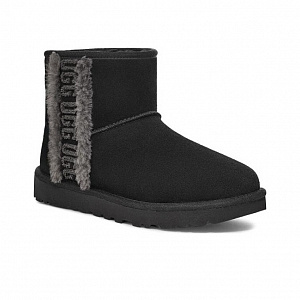 UGG Classic Mini Shearling Logo 'Black' Women's 1 2858484