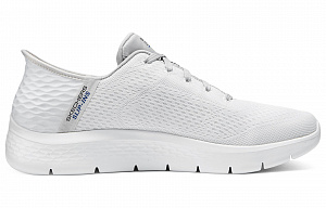Skechers Go Walk Fle Hands Free Slip Ins Shock Absorbers Low Top Casual Shoes Men's White Gray 1 2864779