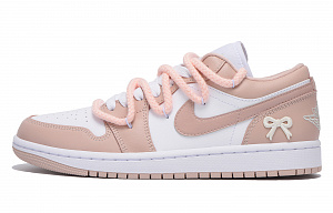 Jordan Air Jordan 1 Chestnut Slip-Resistant Coverage Low-Top Vintage Basketball Shoes Unisex Pink White 1 2878492