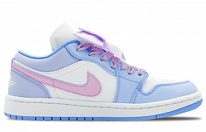 Jordan Air Jordan 1 Cushioning Anti-Slip And Wear-Resistant Low-Top Vintage Basketball Shoes Women's Blue White Purple 1 2878575