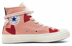 CDG x Converse Chuck Taylor All Star 1970s Anti-Slip And Wear-Resistant Balance High-Top Canvas Shoes Unisex Pink 1 2879172