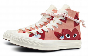 CDG x Converse Chuck Taylor All Star 1970s Anti-Slip And Wear-Resistant Balance High-Top Canvas Shoes Unisex Pink 2 2879173
