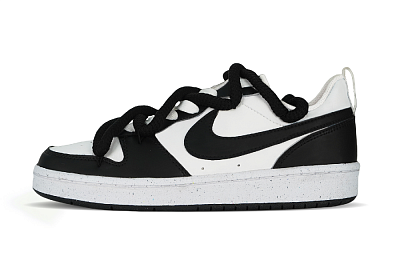 Nike Court Borough Slip Resistant Low Top Skateboard Shoes GS Black White