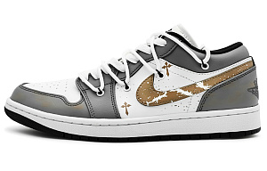 Jordan Air Jordan 1 'Panda Low Top Vintage Basketball Shoes Women's White Gold 1 2883408