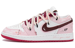 Jordan Air Jordan 1 Low top Vintage Basketball Shoes Women's White Pink 1 2883879