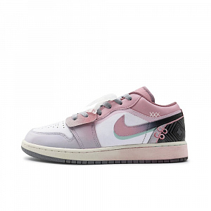 Jordan Air Jordan 1 Low Wear-Resistant Low-Top Vintage Basketball Shoes GS Black White Pink
