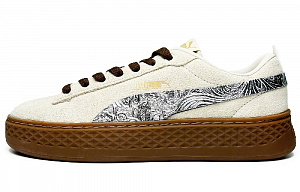PUMA Smash Platform Dance East Wind Wear-resistant And Lightweight Low-Top Skateboard Shoes Women's Beige Silver