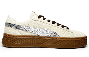 PUMA Smash Platform Dance East Wind Wear-resistant And Lightweight Low-Top Skateboard Shoes Women's Beige Silver 1 2885839