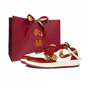 Jordan Air Jordan 1 Blooming Flowers And Full Moon Abrasion Resistant Low top Vintage Basketball Shoes GS Red Gold