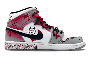 Jordan Air Jordan 1 Mid Cushioning Anti-Slip And Wear-Resistant Mid-Top Vintage Basketball Shoes Men's Gray Black Red 1 2886414
