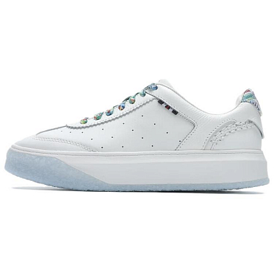 FILA OLIMPICA Anti-Slip Wear-Resistant Low-Top Skateboard Shoes Women's White Blue