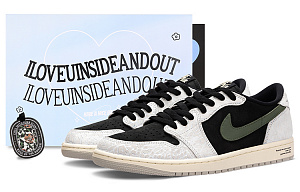 Jordan Air Jordan 1 Reverse Crackle Low-Top Vintage Basketball Shoes Women's Black White