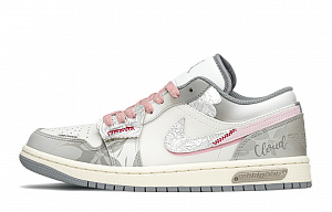 Jordan Air Jordan 1 Low-Top Vintage Basketball Shoes Gray Pink GS 1 2887169