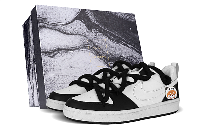 Nike Court Borough Low Top Skateboard Shoes GS Black White