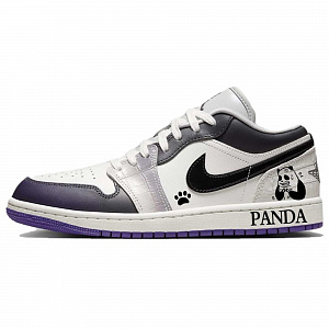 Jordan Air Jordan 1 Cushioning Anti-Slip And Wear-Resistant Low-Top Vintage Basketball Shoes Unisex Black White Purple 1 2890226