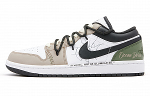 Jordan Air Jordan 1 Low Cushioned Slip-Resistant Low-Top Vintage Basketball Shoes Men's Black White Brown 1 2890961
