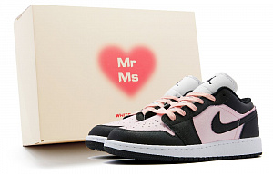 Jordan Air Jordan 1 Cushioned Slip-Resistant Abrasion-Resistant Low-Top Vintage Basketball Shoes Women's Black Pink