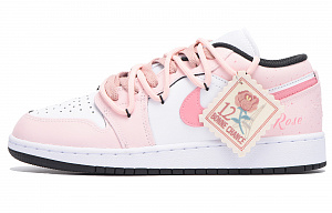 Jordan Air Jordan 1 Chestnut Slip-Resistant Coverage Low-Top Vintage Basketball Shoes GS White Pink 1 2891948